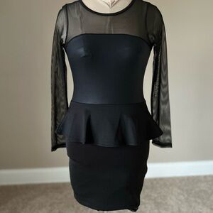 Black Peplum Bodycon Cocktail Dress